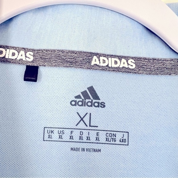 Adidas Men's Athleisure Light Blue Line Design 3 Button Polo Shirt XL - Picture 4 of 11